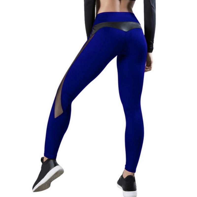 Seamless Mesh Leggings For Women - Push Up Fitness Pants For Gym And Running - Size L - Royal Blue