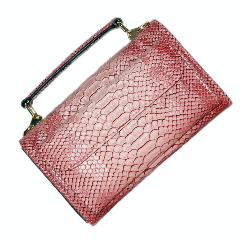 Versatile Lady Crossbody Wrist Bag - Multi-functional - Big Snake Pattern Copper
