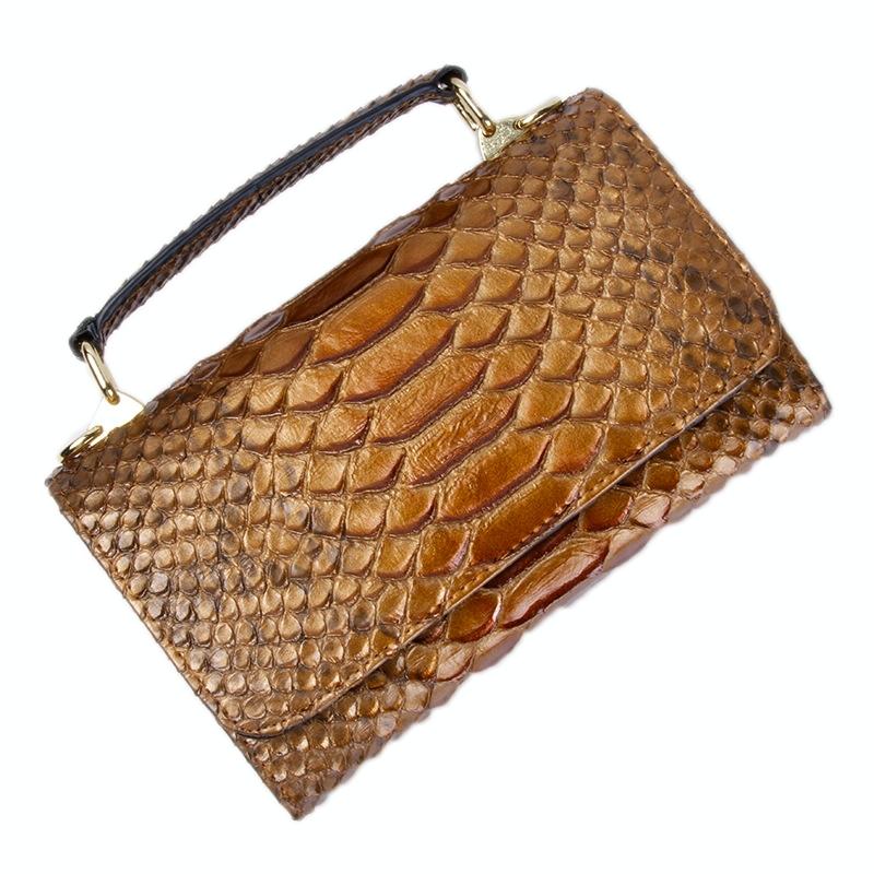 Versatile Lady Crossbody Wrist Bag - Multi-functional - Big Snake Pattern Copper