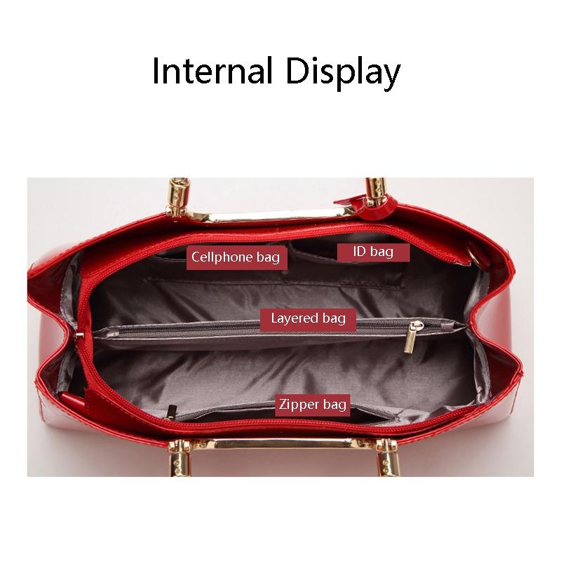 Patent Leather Shoulder Bag for Women - Glue Closure - Black