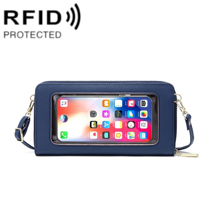 Anti Theft Rfid Cross Body Phone Bag With Touch Screen - Royal Blue