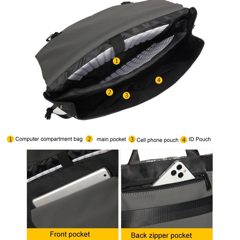 Anti-drop Crossbody Laptop Bag - 16 Inch Airbag Design - Pure Black
