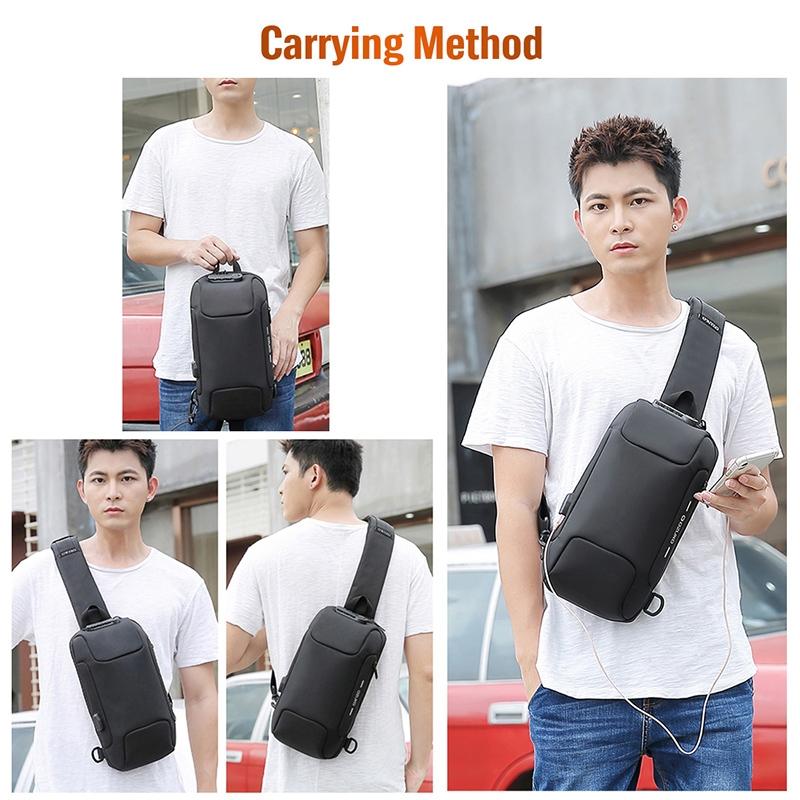 Waterproof Anti Theft Chest Bag Usb Charging Port Large Size - Red