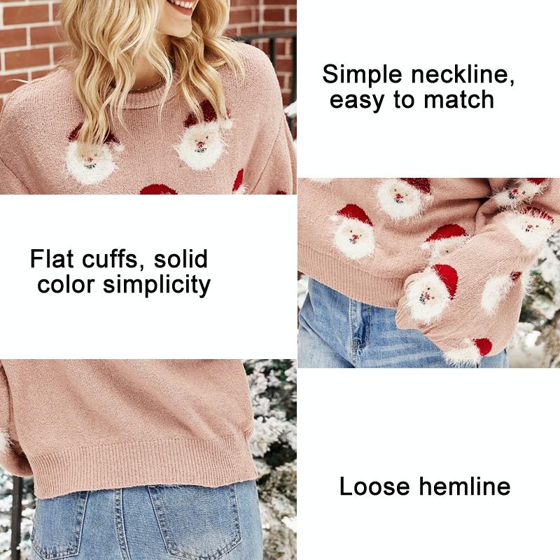 Autumn And Winter Christmas Ladies Sweater Sheath Knit Top - Light Blue - L