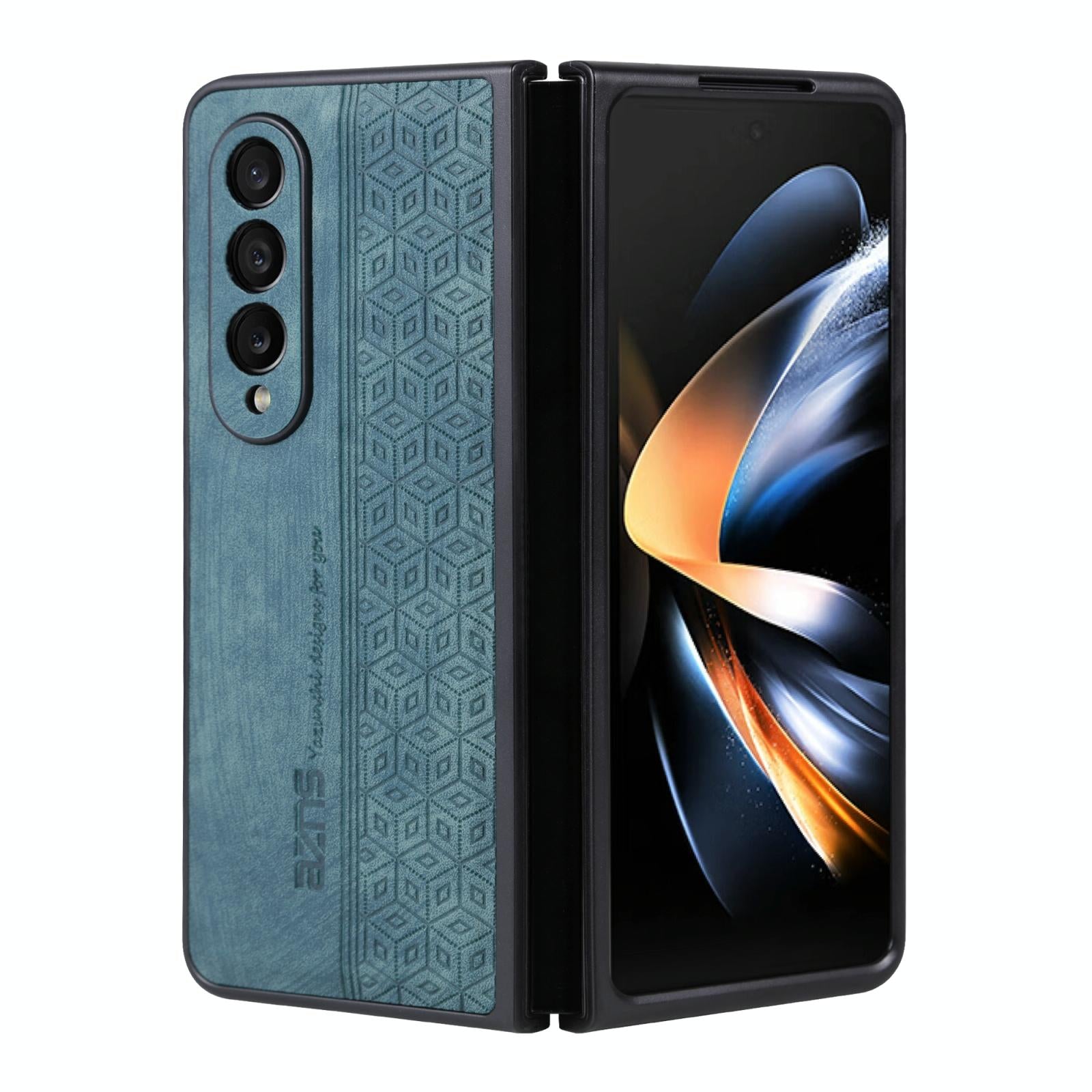 For Samsung Galaxy z Fold4 5G Embossed 3d Skin Texture Phone Case - Sleek Design - Brown