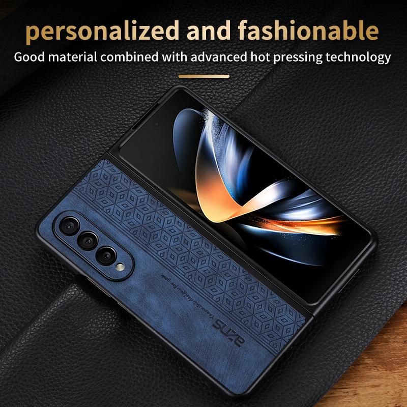 For Samsung Galaxy z Fold4 5G Embossed 3d Skin Texture Phone Case - Sleek Design - Brown