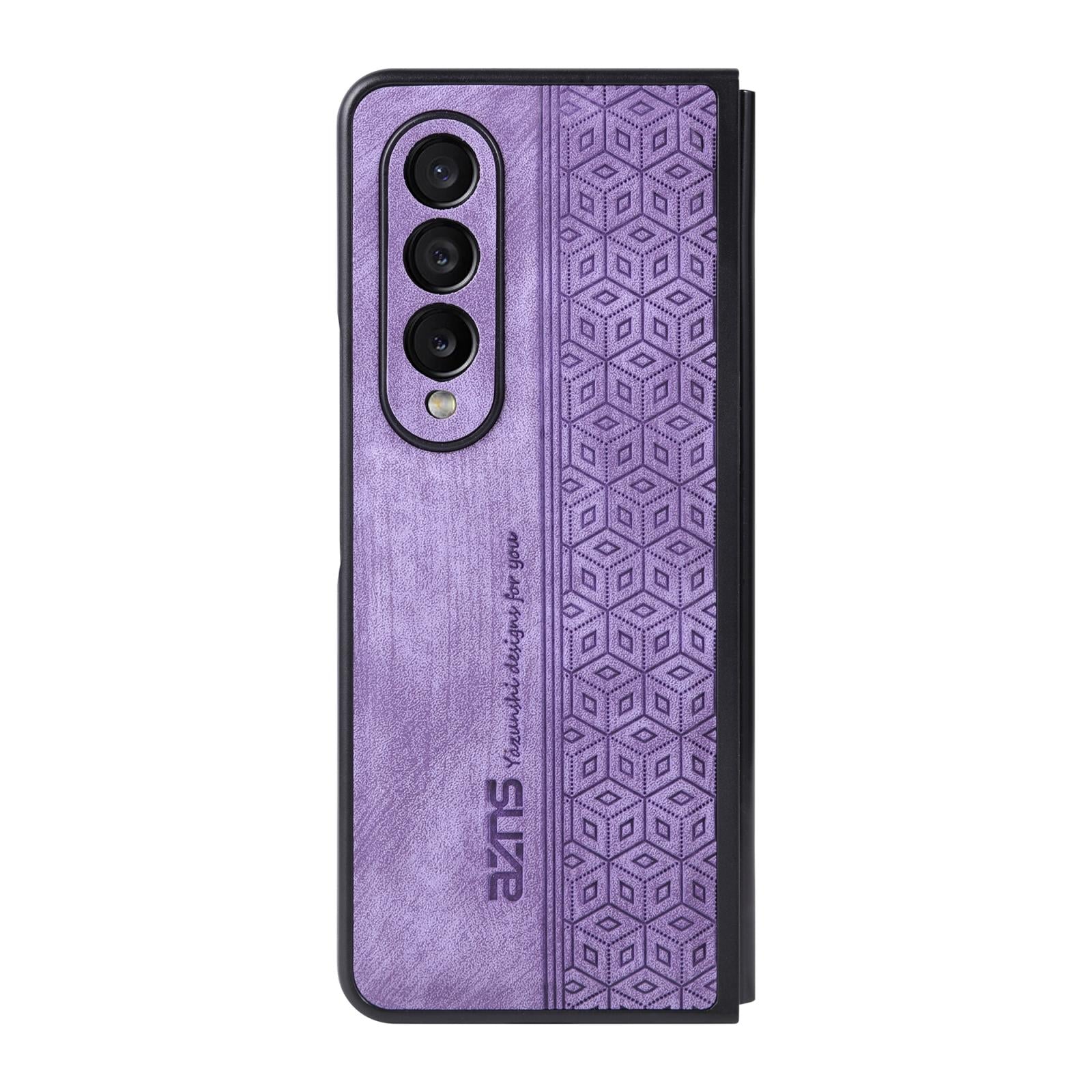 For Samsung Galaxy z Fold4 5G Embossed 3d Skin Texture Phone Case - Sleek Design - Brown