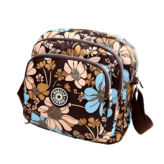 Waterproof Nylon Multilayer Crossbody Bag For Women - Lattice Dot