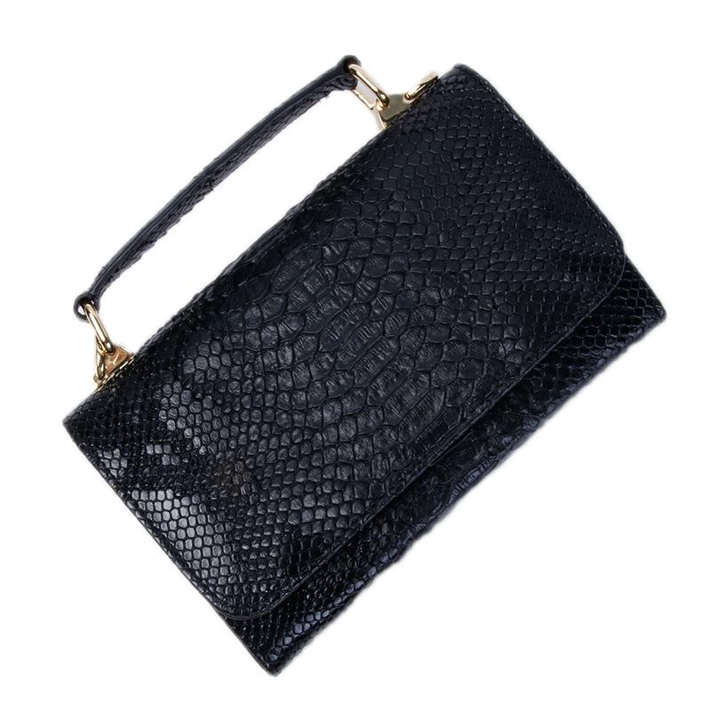 Versatile Lady Crossbody Wrist Bag - Multi-functional - Big Snake Pattern Nude Pink