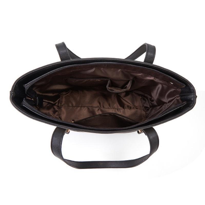 Large Capacity Fashion Handbag with Diagonal Design and Letter Detail - Purple Black