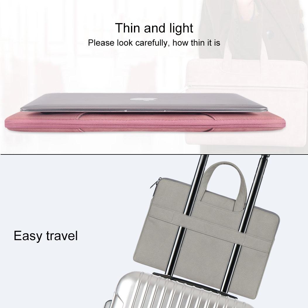 Waterproof Portable One-shoulder Handbag for 14.1 Laptops with Hidden Zipper and Suitcase Belt - Pink