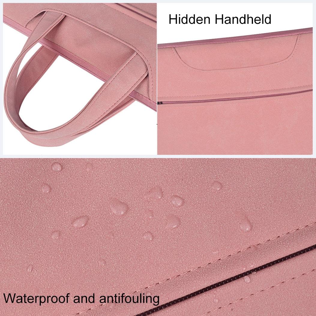 Waterproof Portable One-shoulder Handbag for 14.1 Laptops with Hidden Zipper and Suitcase Belt - Pink