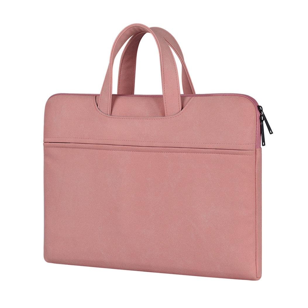 Waterproof Portable One-shoulder Handbag for 14.1 Laptops with Hidden Zipper and Suitcase Belt - Pink