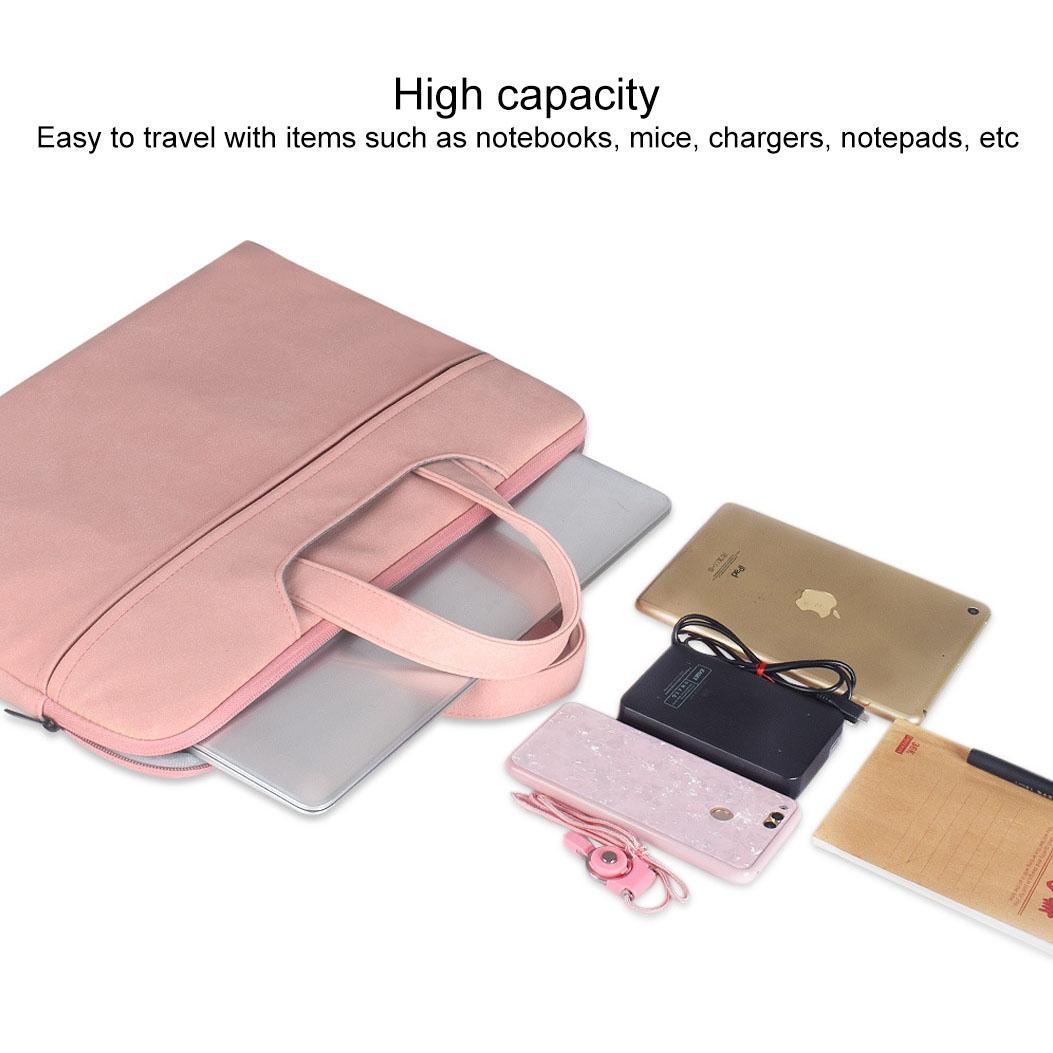 Waterproof Portable One-shoulder Handbag for 14.1 Laptops with Hidden Zipper and Suitcase Belt - Pink