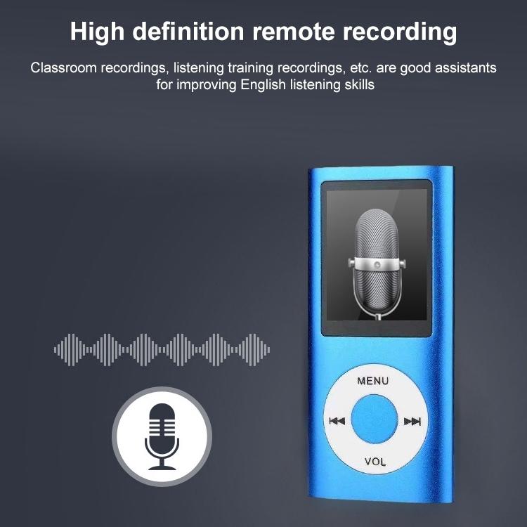 1.8 Inch Metal Mp4 Player + 16G Tf Card + Earphone + Cable - Blue - With Earphone+Cable