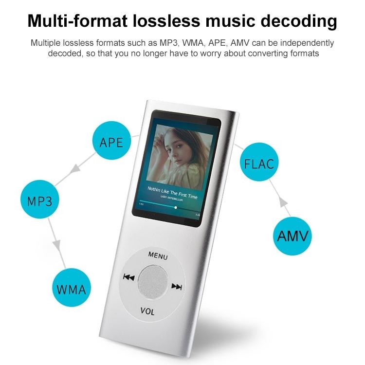 1.8 Inch Metal Mp4 Player + 16G Tf Card + Earphone + Cable - Blue - With Earphone+Cable
