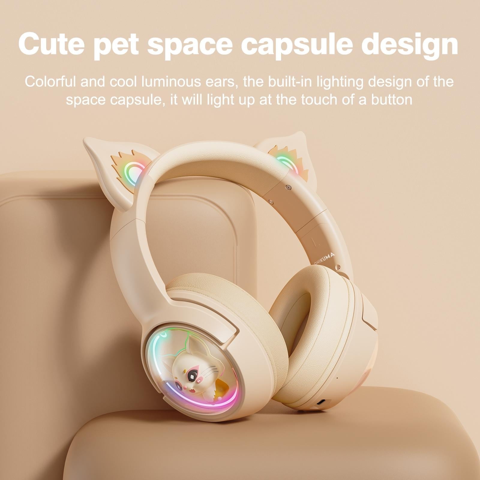 Wireless Cat Ear Bluetooth Headset Usb-C - Pink