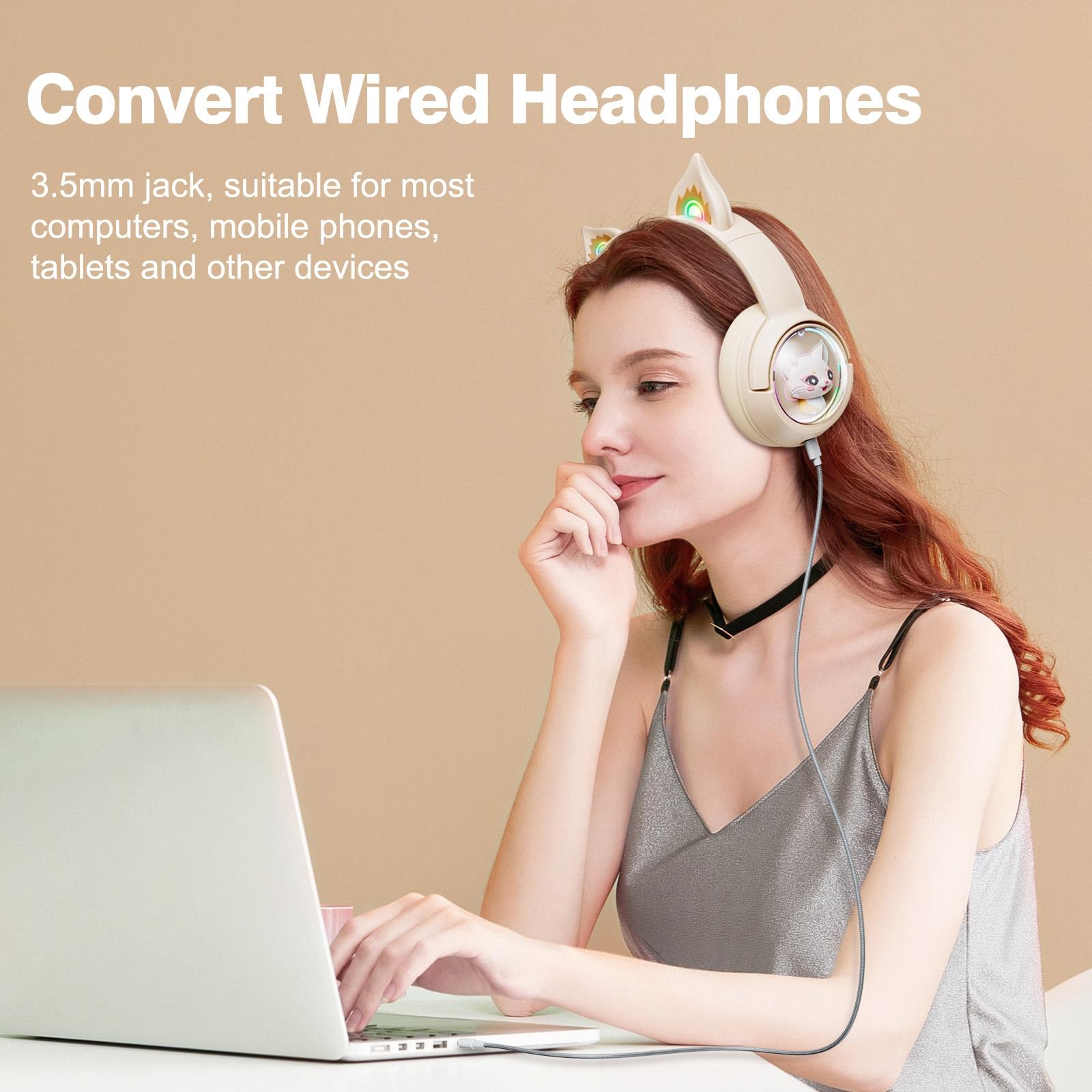 Wireless Cat Ear Bluetooth Headset Usb-C - Pink