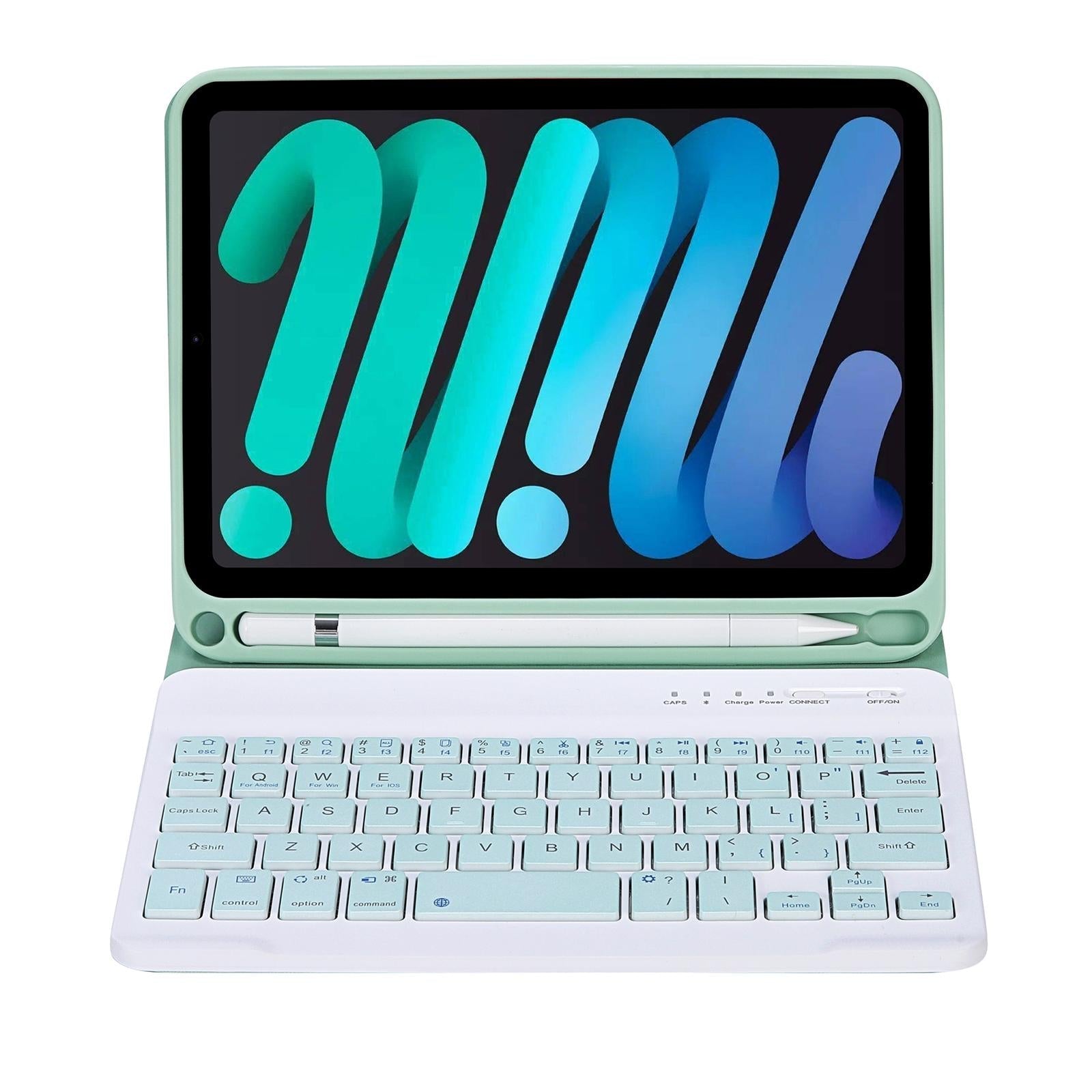 Ultra-Thin Bluetooth Keyboard Tablet Case For Ipad Mini 6 With Stand And Pen Slot - Candy Colour - Dark Green