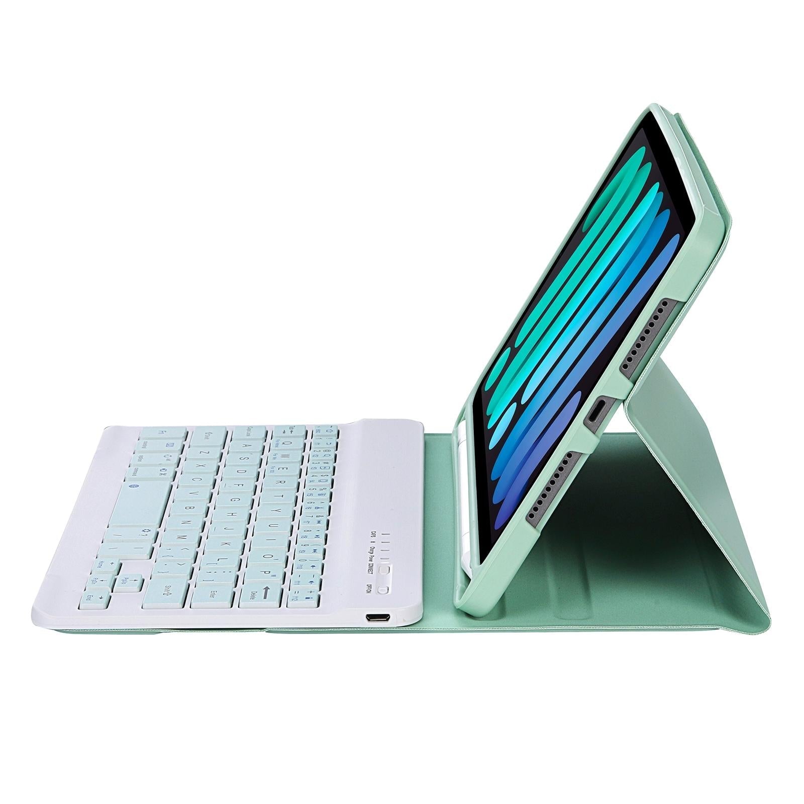 Ultra-Thin Bluetooth Keyboard Tablet Case For Ipad Mini 6 With Stand And Pen Slot - Candy Colour - Dark Green