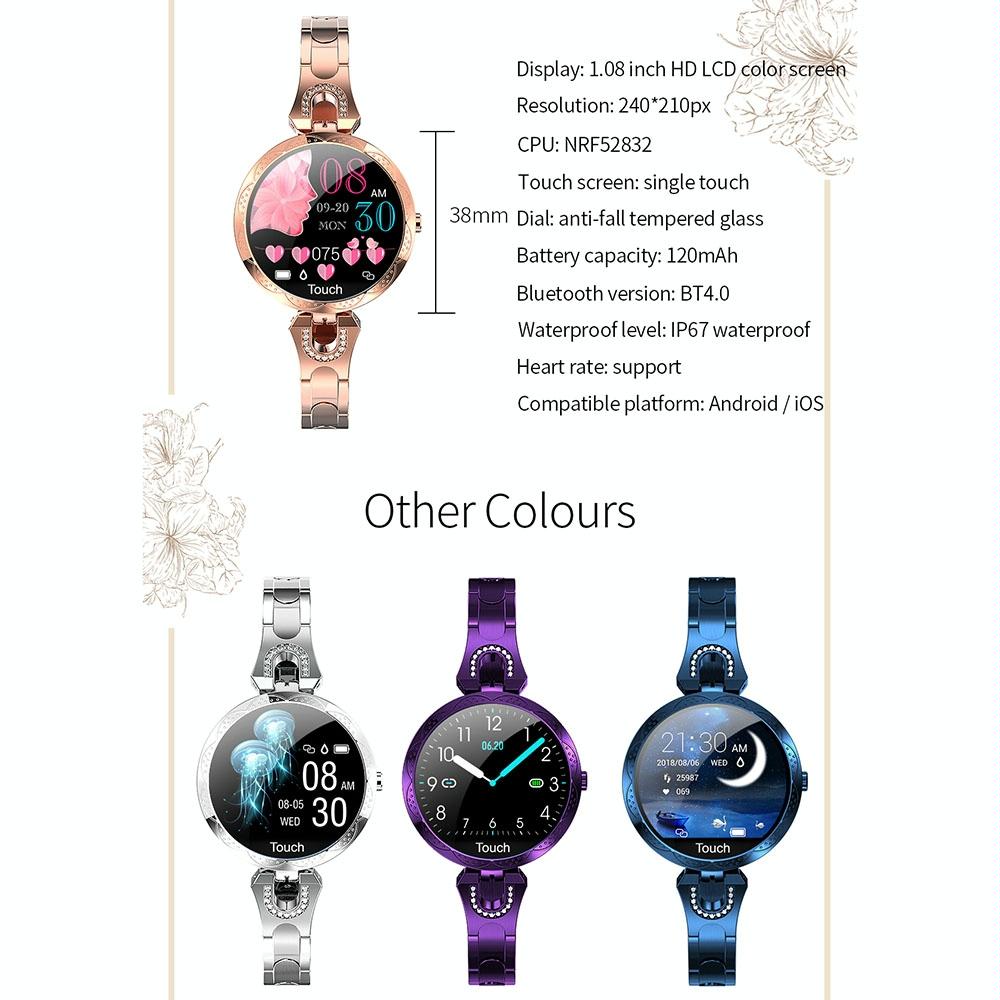 Waterproof Smart Bracelet With Lcd Screen And Heart Rate Monitor - Rose Gold