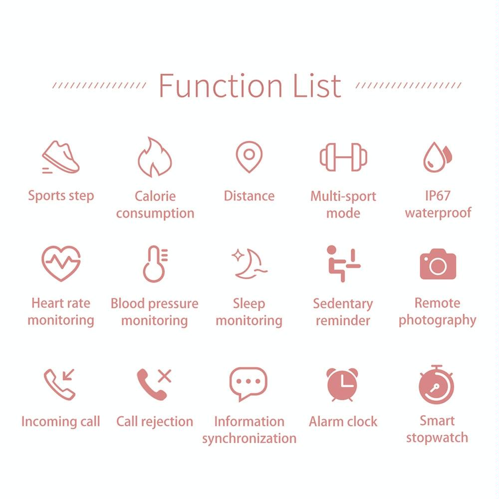Waterproof Smart Bracelet With Lcd Screen And Heart Rate Monitor - Rose Gold