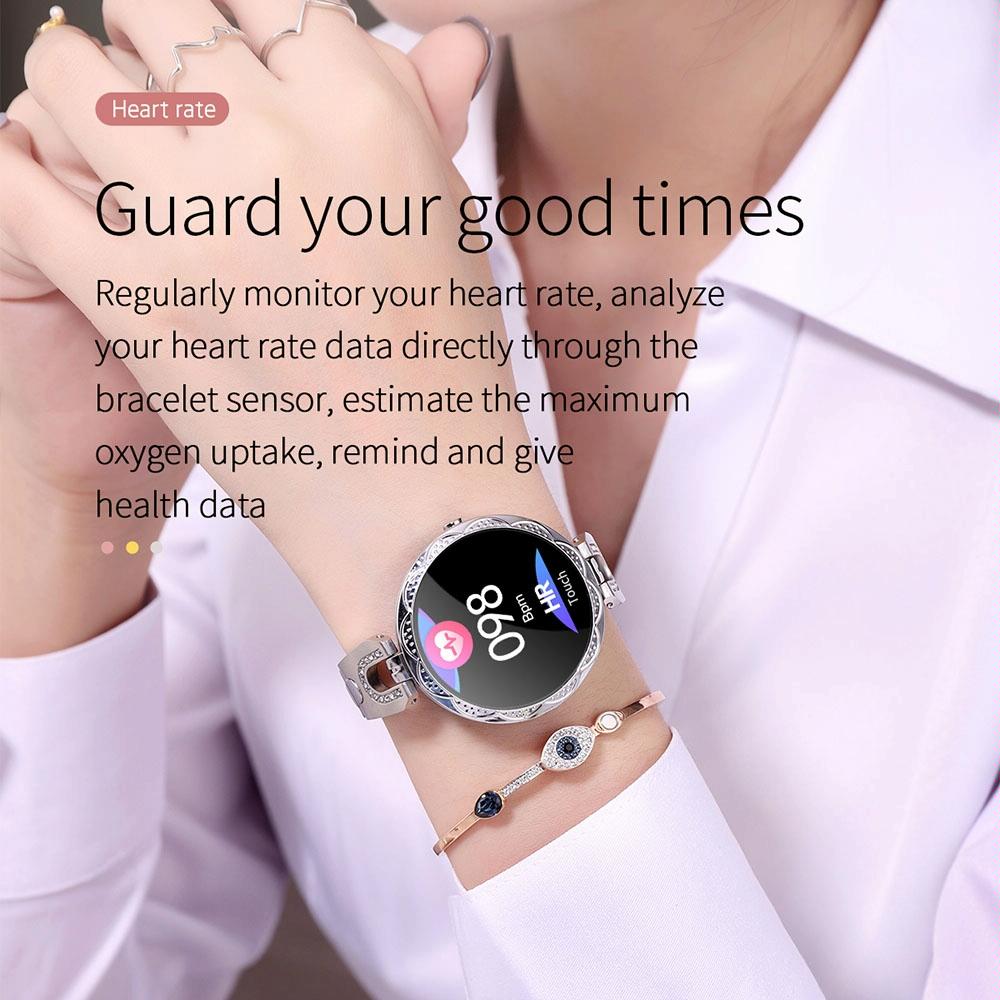 Waterproof Smart Bracelet With Lcd Screen And Heart Rate Monitor - Rose Gold