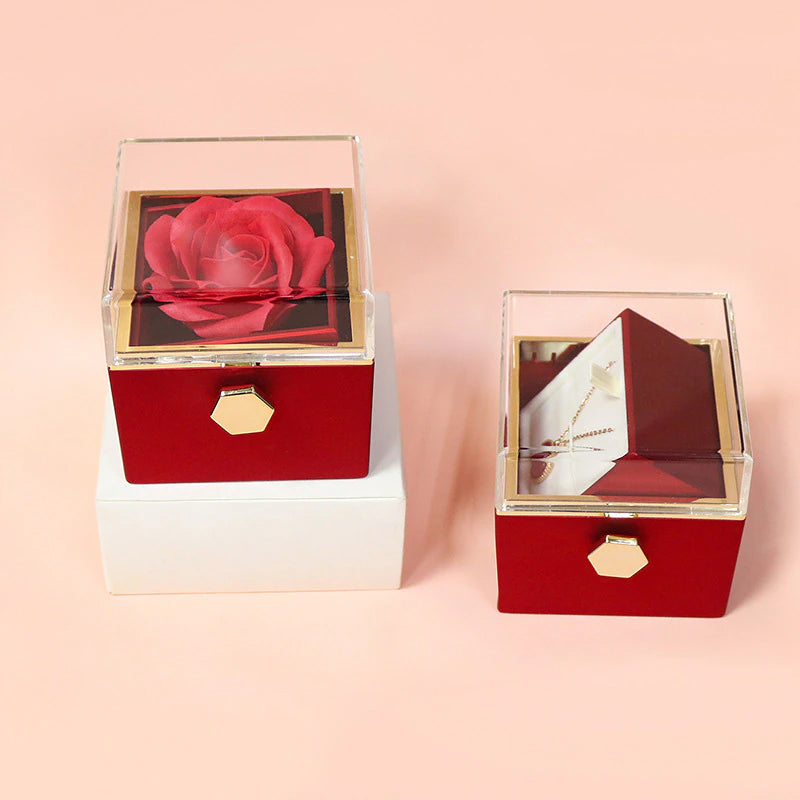 Vibe Geeks Eternal Rose Box Preserved Flower Surprise Proposal Jewelry Box - Dark Blue