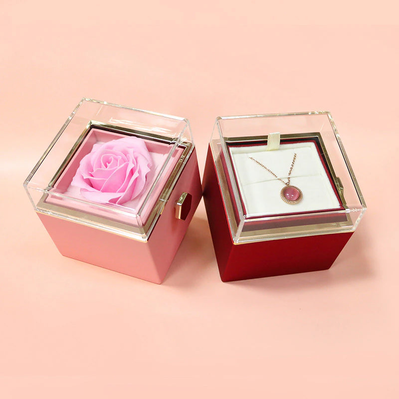 Vibe Geeks Eternal Rose Box Preserved Flower Surprise Proposal Jewelry Box - Dark Blue