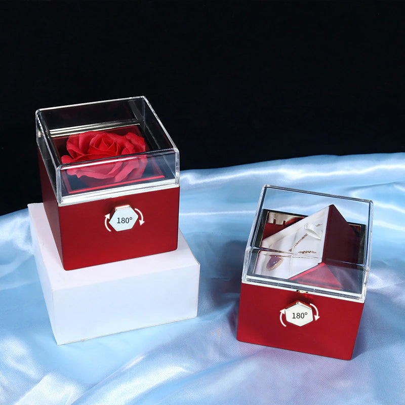 Vibe Geeks Eternal Rose Box Preserved Flower Surprise Proposal Jewelry Box - Dark Blue