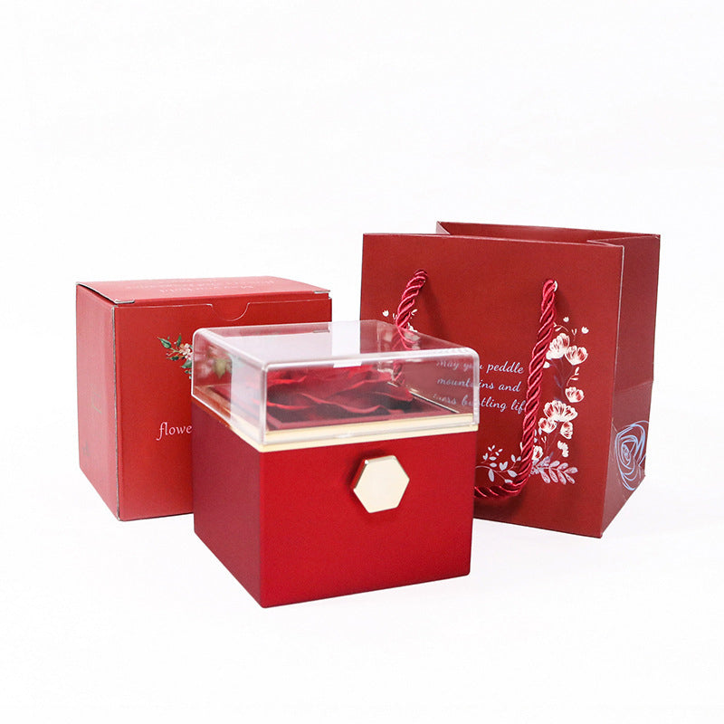 Vibe Geeks Eternal Rose Box Preserved Flower Surprise Proposal Jewelry Box - Light Blue