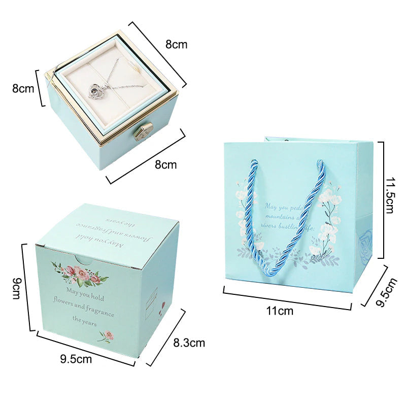 Vibe Geeks Eternal Rose Box Preserved Flower Surprise Proposal Jewelry Box - Light Blue