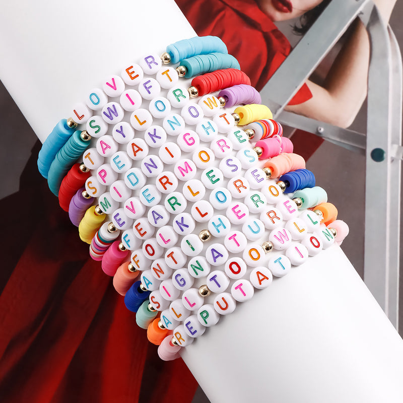 Vibe Geeks Album Inspired Taylor Concert Friendship Bracelet Polymer Clay Beads - 2-8Pcs