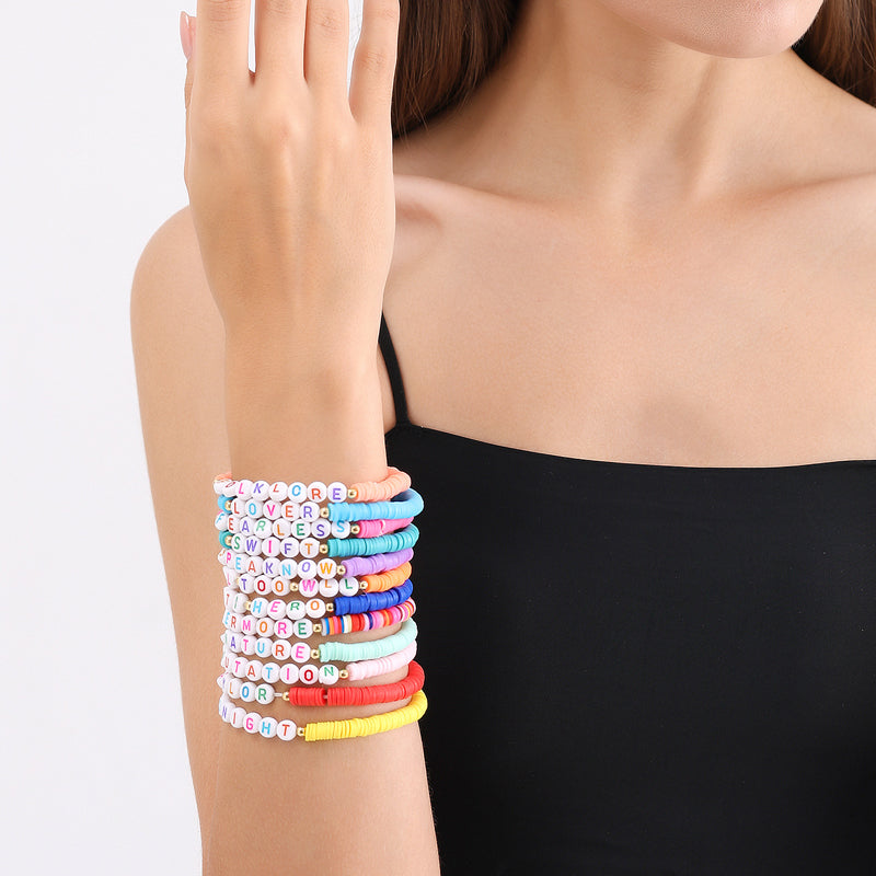 Vibe Geeks Album Inspired Taylor Concert Friendship Bracelet Polymer Clay Beads - 2-8Pcs