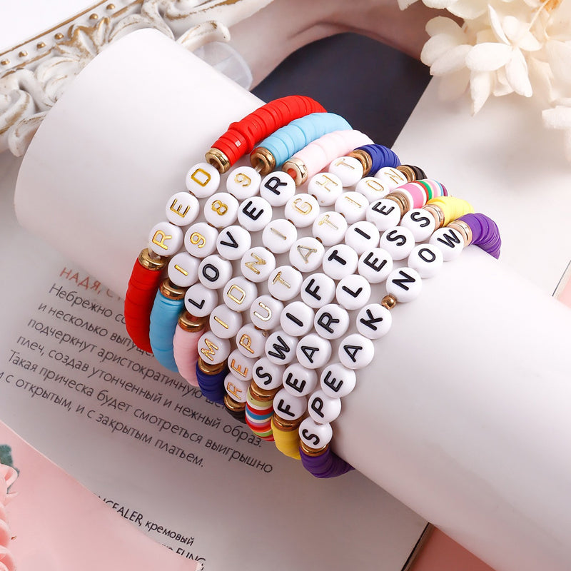 Vibe Geeks Album Inspired Taylor Concert Friendship Bracelet Polymer Clay Beads - 2-8Pcs
