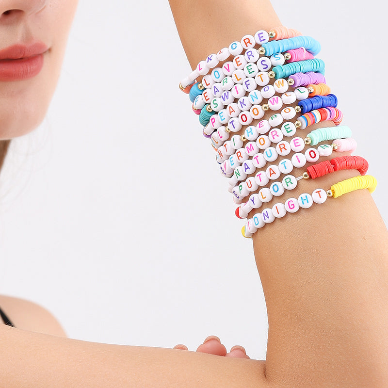 Vibe Geeks Album Inspired Taylor Concert Friendship Bracelet Polymer Clay Beads - 2-8Pcs