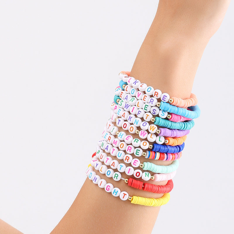 Vibe Geeks Album Inspired Taylor Concert Friendship Bracelet Polymer Clay Beads - 2-8Pcs