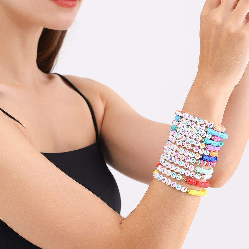 Vibe Geeks Album Inspired Taylor Concert Friendship Bracelet Polymer Clay Beads - 3-16Pcs
