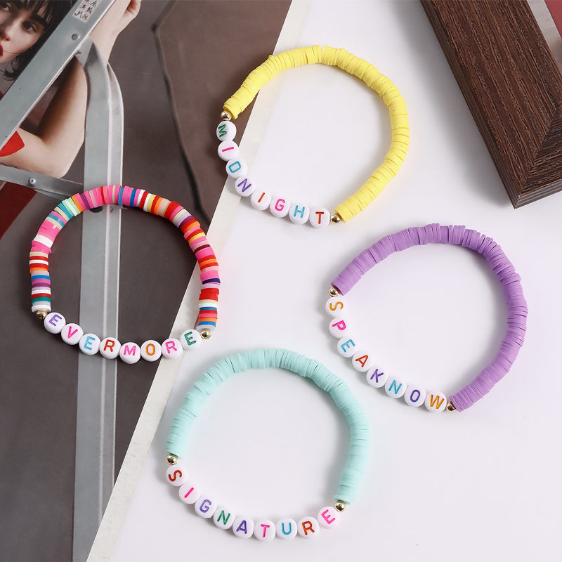 Vibe Geeks Album Inspired Taylor Concert Friendship Bracelet Polymer Clay Beads - 3-16Pcs