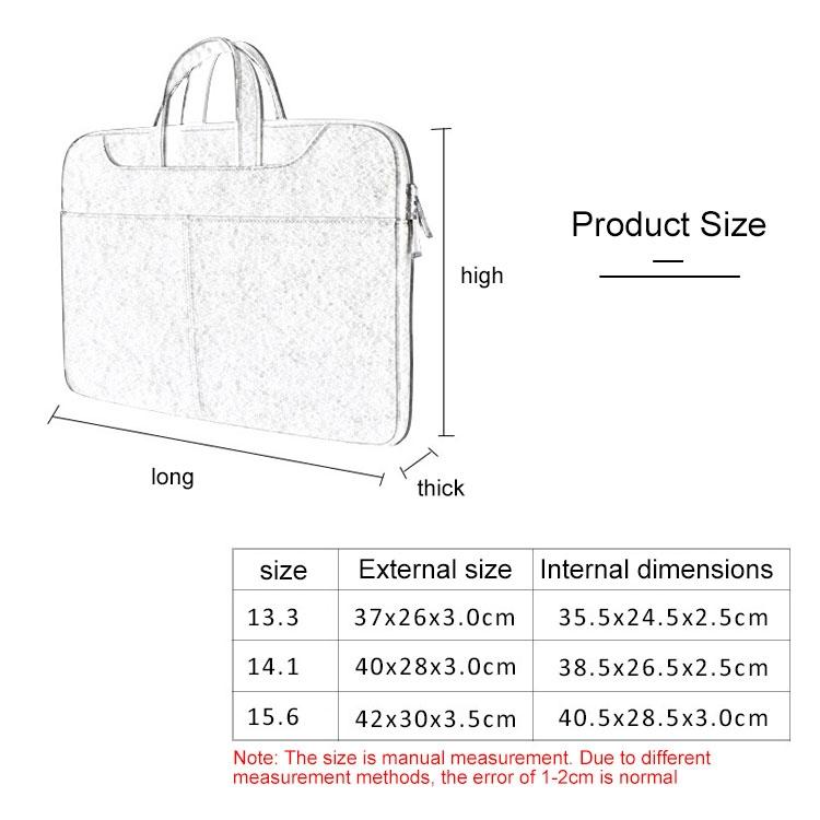 Waterproof Portable One-shoulder Handbag for 14.1 Laptops with Magic Stick & Suitcase Belt - Pu Leather Zipper Hidden Strap - Light Grey