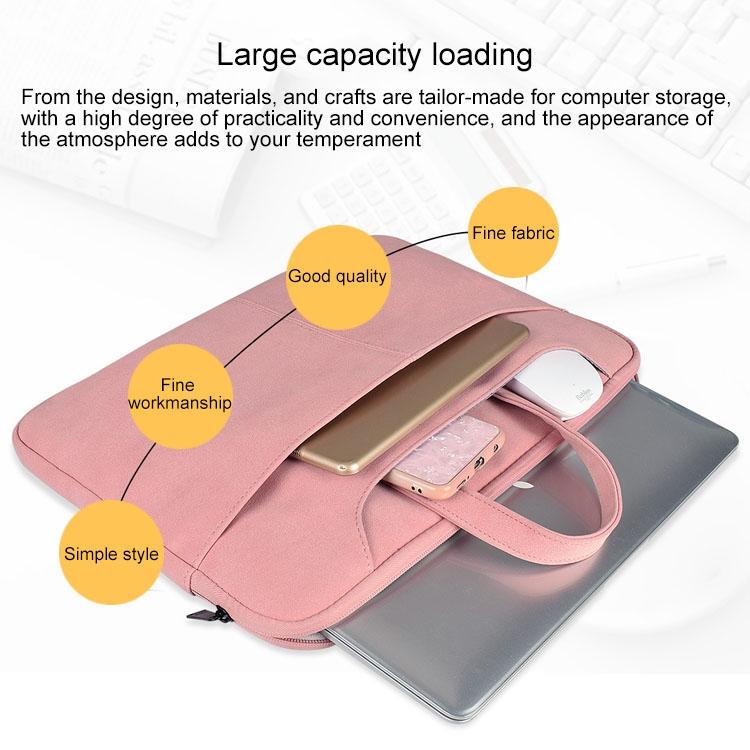 Waterproof Portable One-shoulder Handbag for 14.1 Laptops with Magic Stick & Suitcase Belt - Pu Leather Zipper Hidden Strap - Light Grey