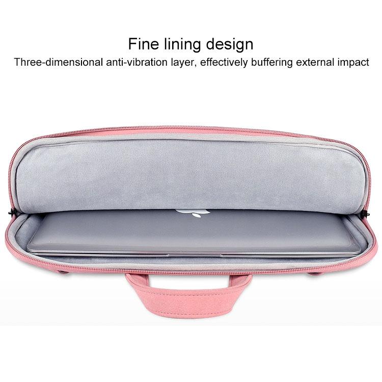 Waterproof Portable One-shoulder Handbag for 14.1 Laptops with Magic Stick & Suitcase Belt - Pu Leather Zipper Hidden Strap - Light Grey