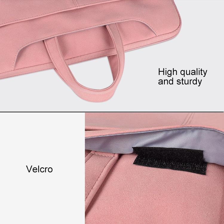 Waterproof Portable One-shoulder Handbag for 14.1 Laptops with Magic Stick & Suitcase Belt - Pu Leather Zipper Hidden Strap - Light Grey