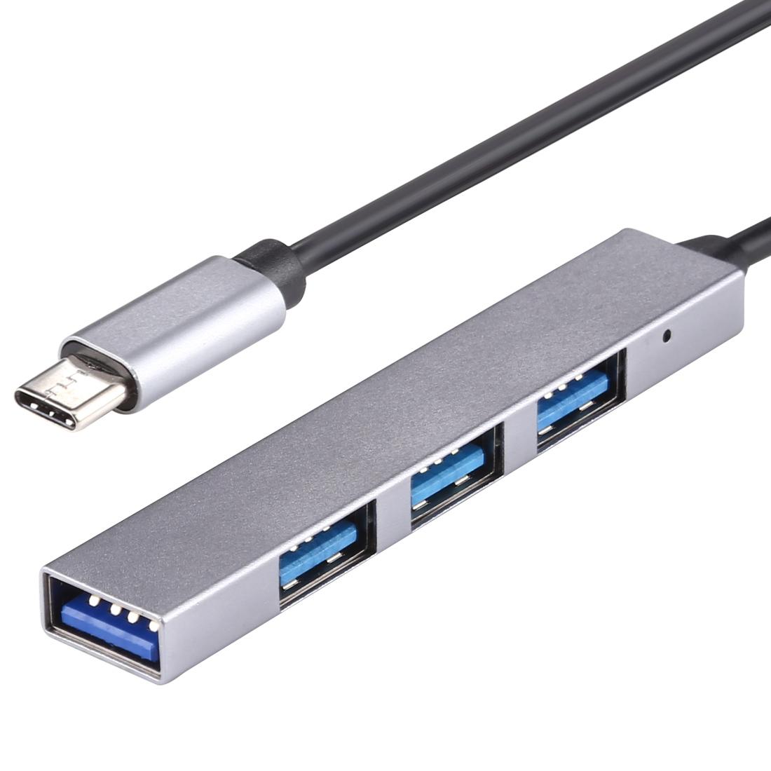 4-Port Usb-C Hub Adapter With Usb 3.0 - Silver Grey