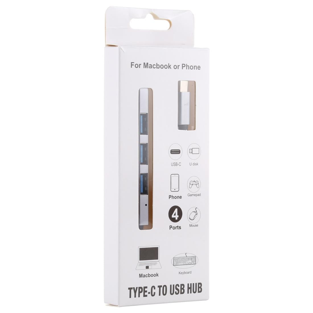 4-Port Usb-C Hub Adapter With Usb 3.0 - Silver Grey