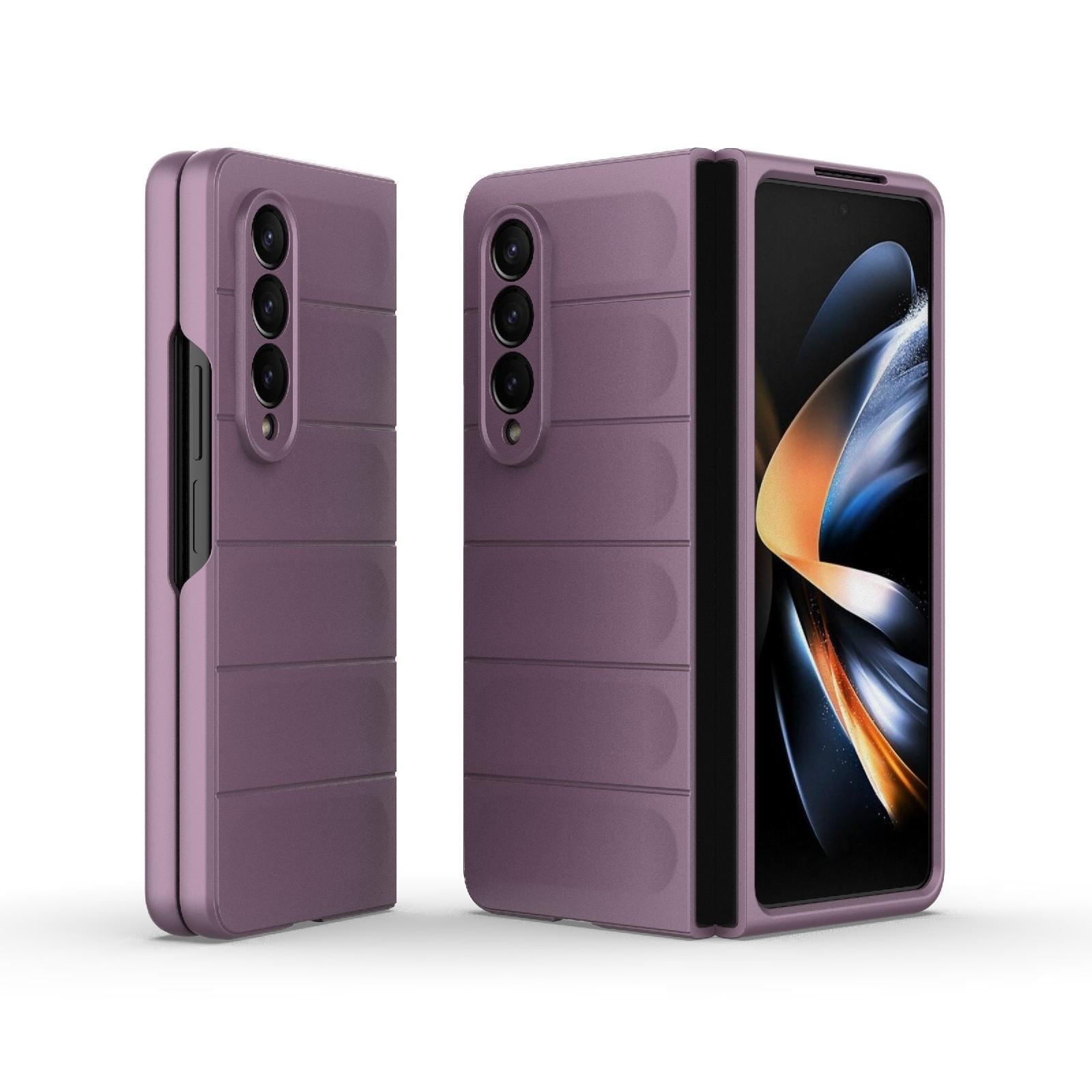 For Samsung Galaxy Z Fold4 5G Foldable Shockproof Phone Case with Magic Shield - Slim Design - Wine Red
