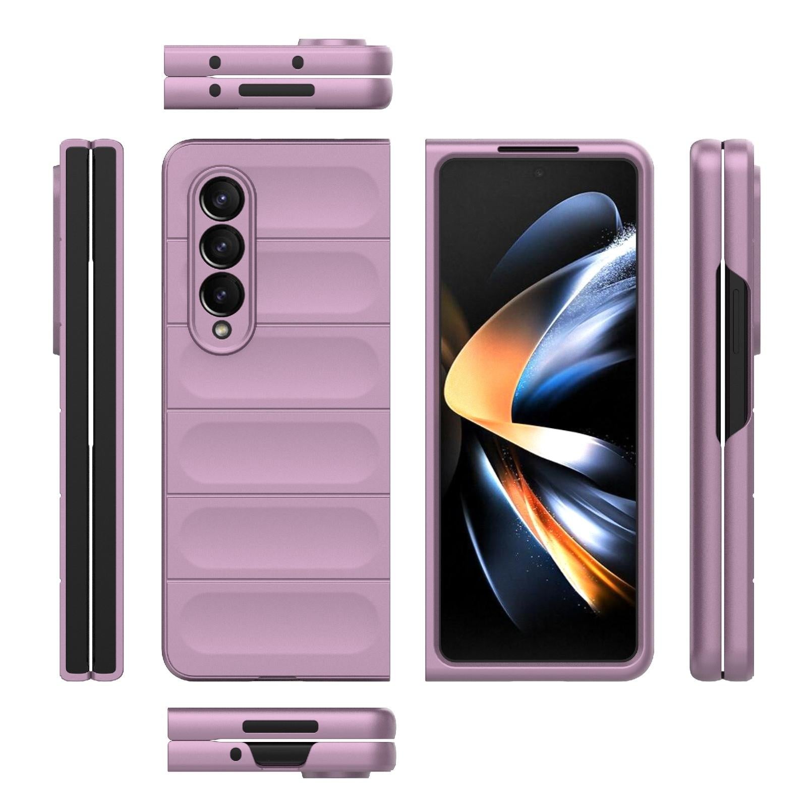 For Samsung Galaxy Z Fold4 5G Foldable Shockproof Phone Case with Magic Shield - Slim Design - Wine Red