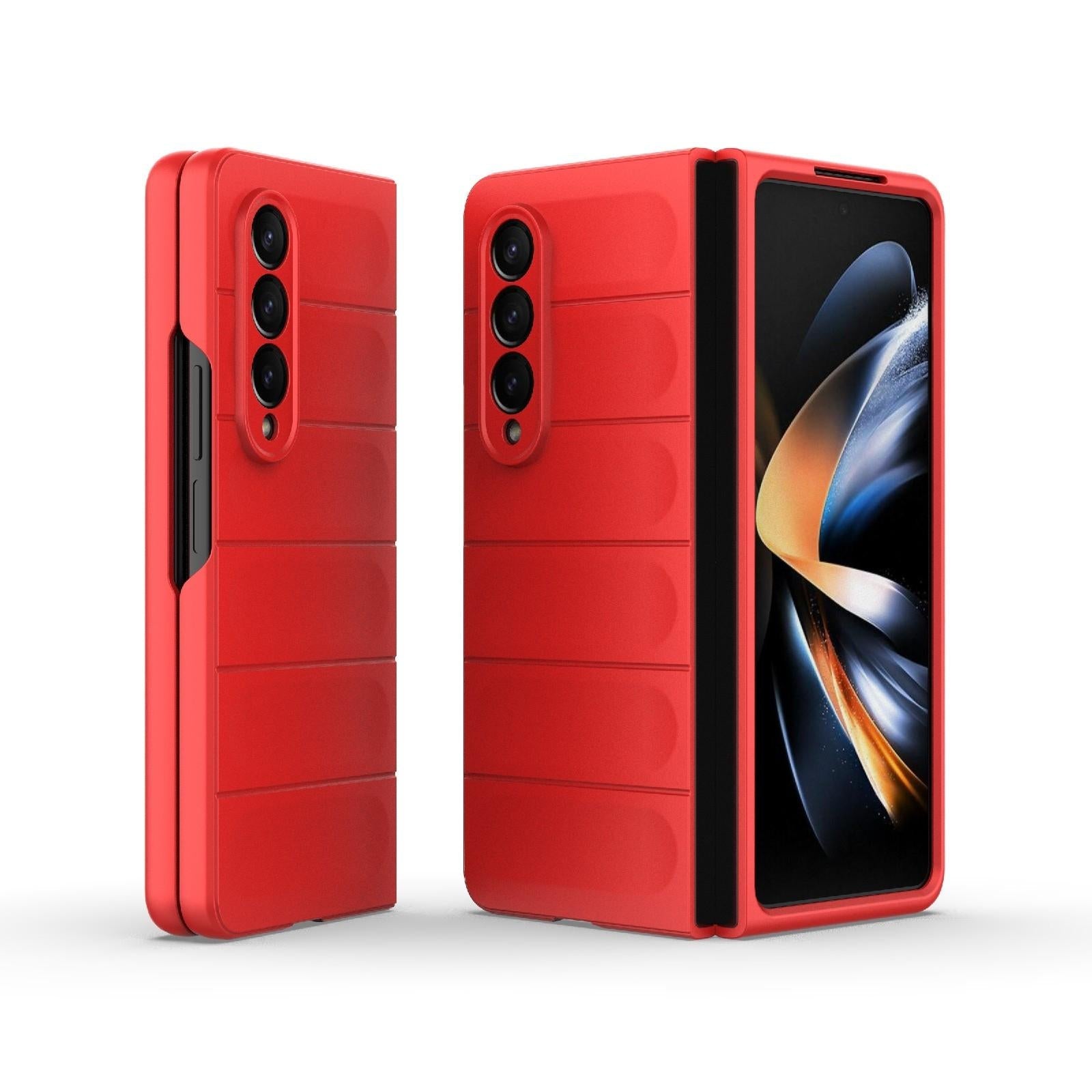 For Samsung Galaxy Z Fold4 5G Foldable Shockproof Phone Case with Magic Shield - Slim Design - Wine Red