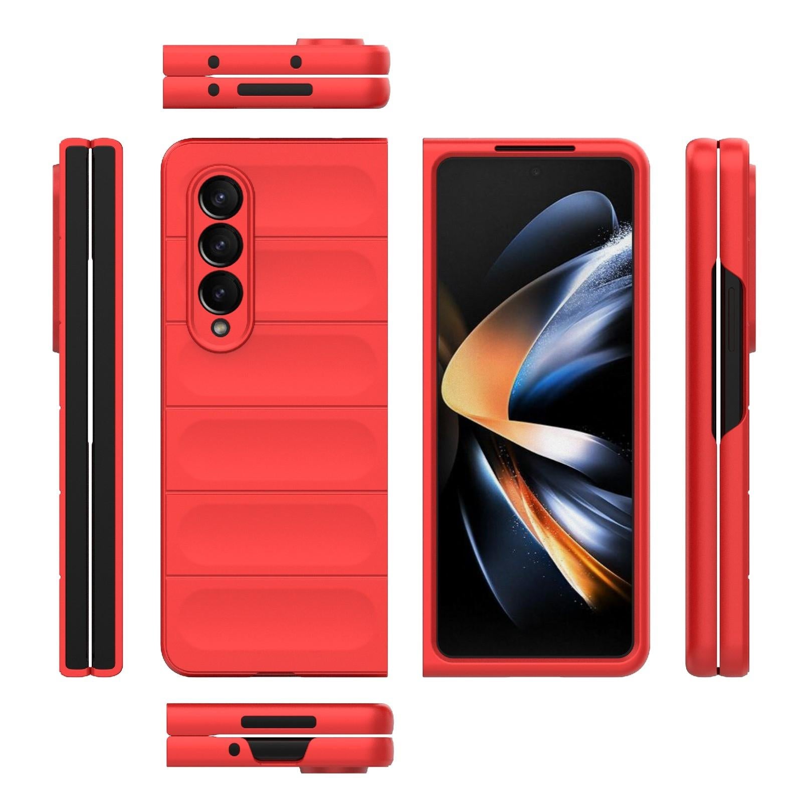 For Samsung Galaxy Z Fold4 5G Foldable Shockproof Phone Case with Magic Shield - Slim Design - Wine Red