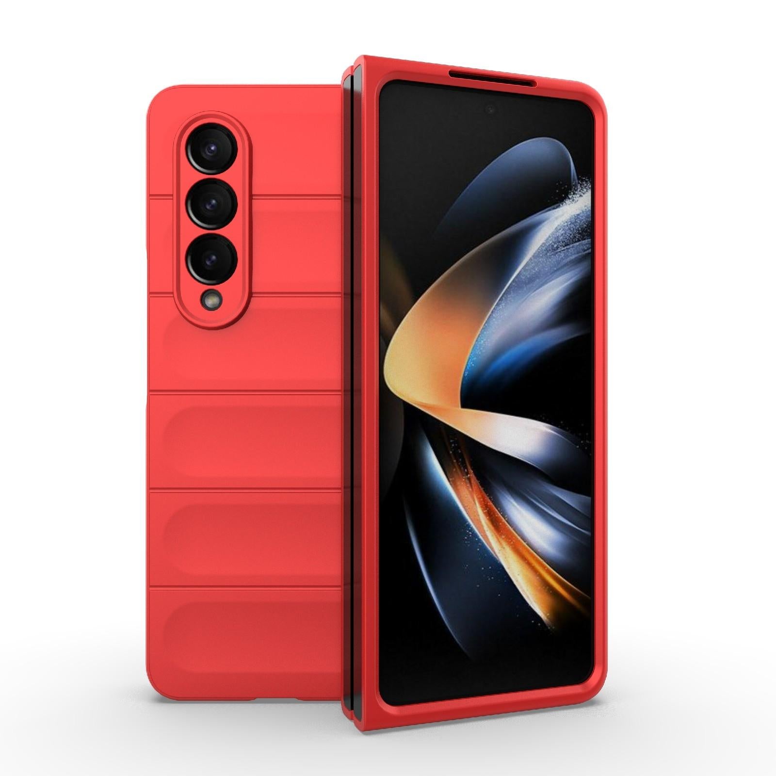 For Samsung Galaxy Z Fold4 5G Foldable Shockproof Phone Case with Magic Shield - Slim Design - Wine Red